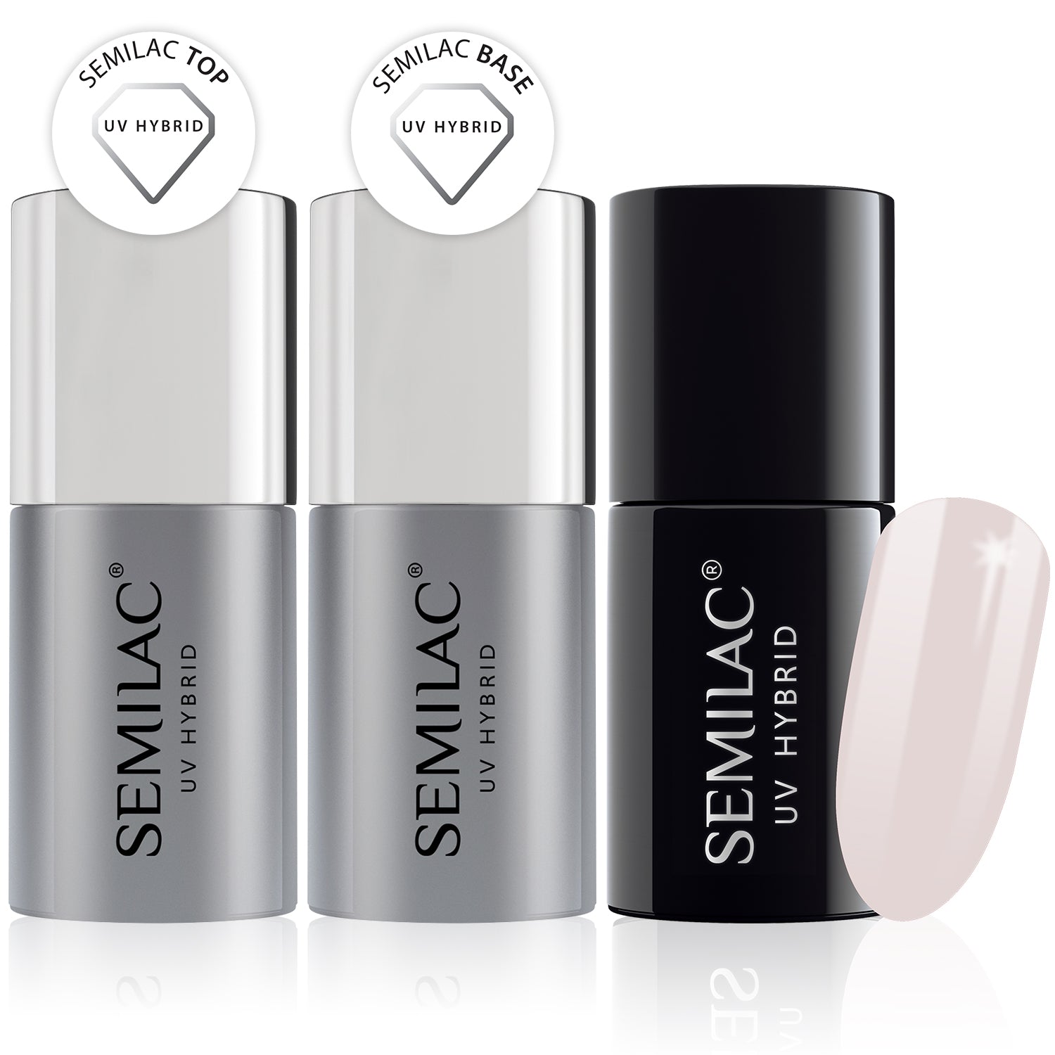 Semilac Base + Top + 002 Delicate French UV Gel Polish Set - Semilac Shop