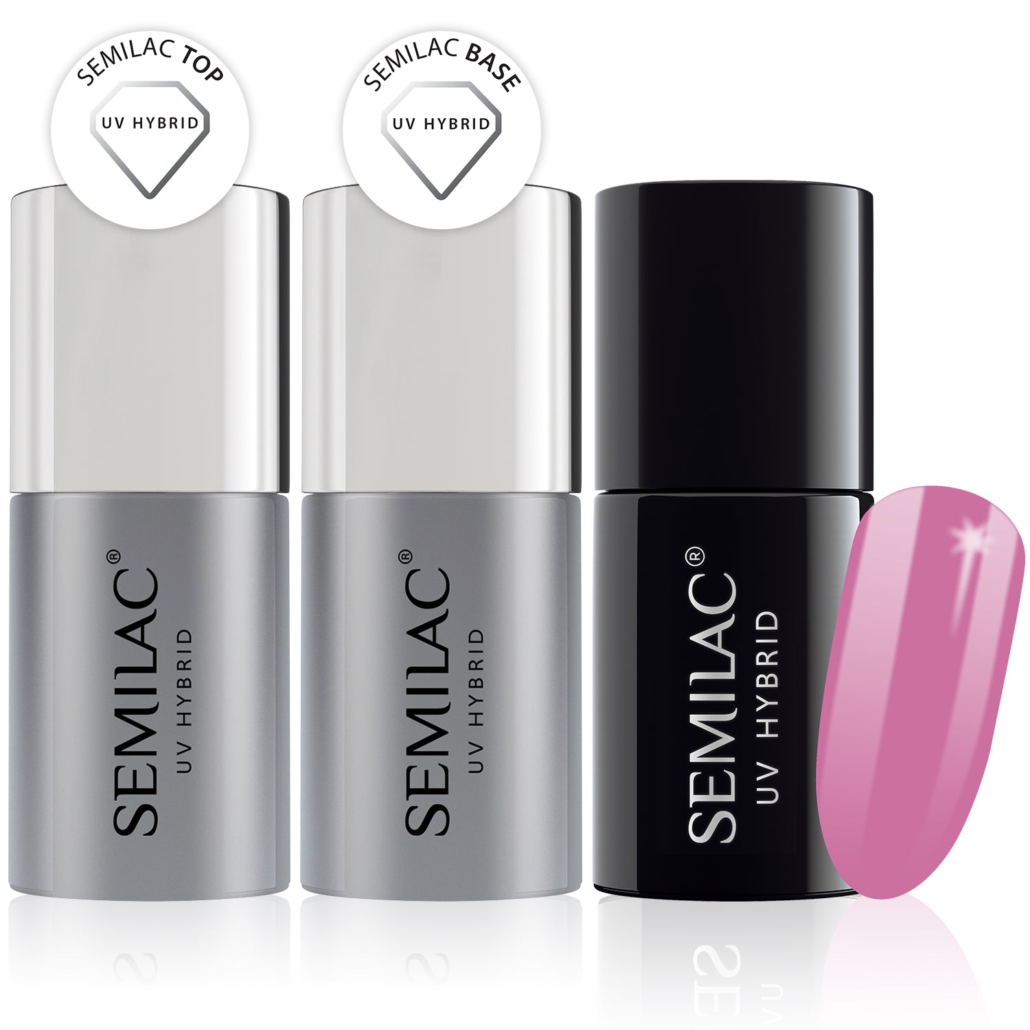 Semilac Base + Top + 009 Baby Girl UV Gel Polish Set - Semilac UK