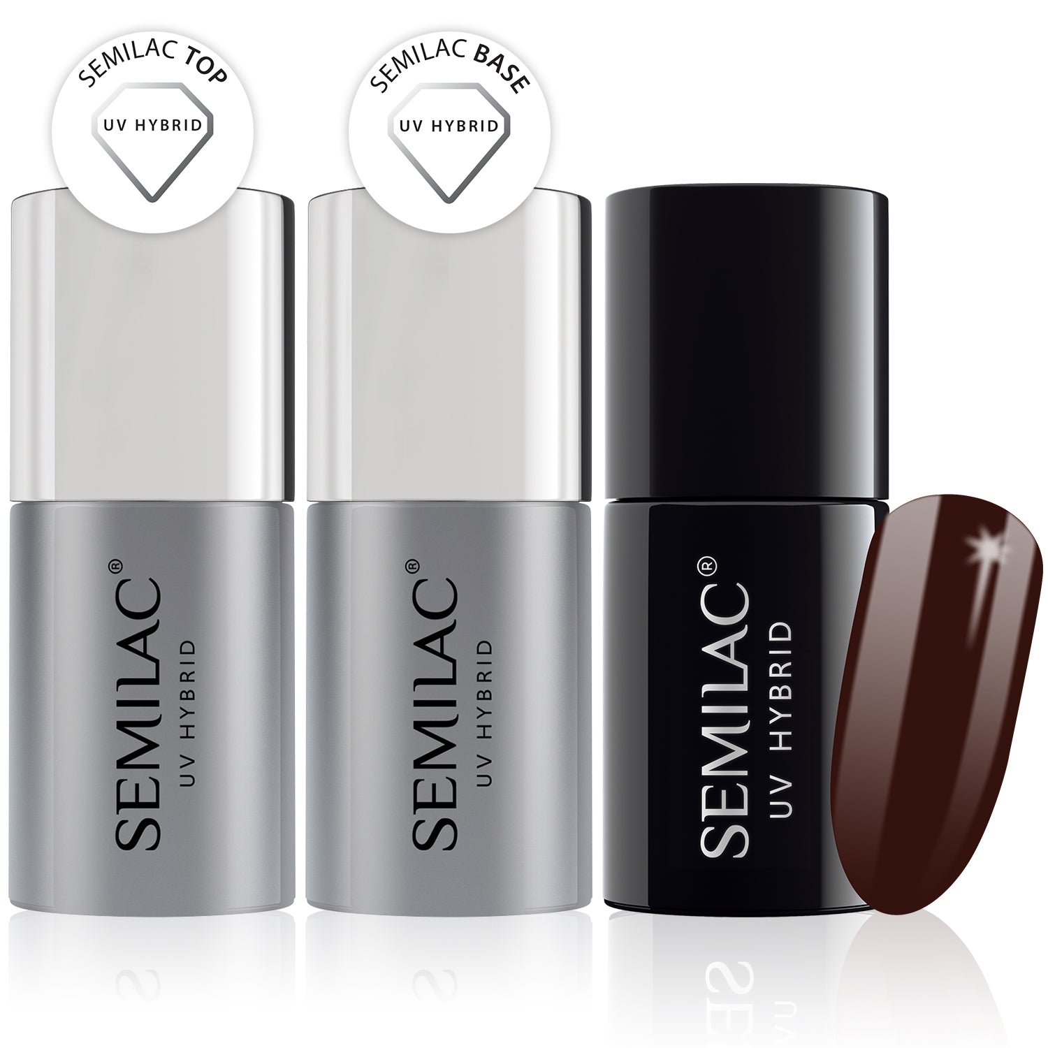 Semilac Base + Top + 029 Espresso UV Gel Polish Set - Semilac UK