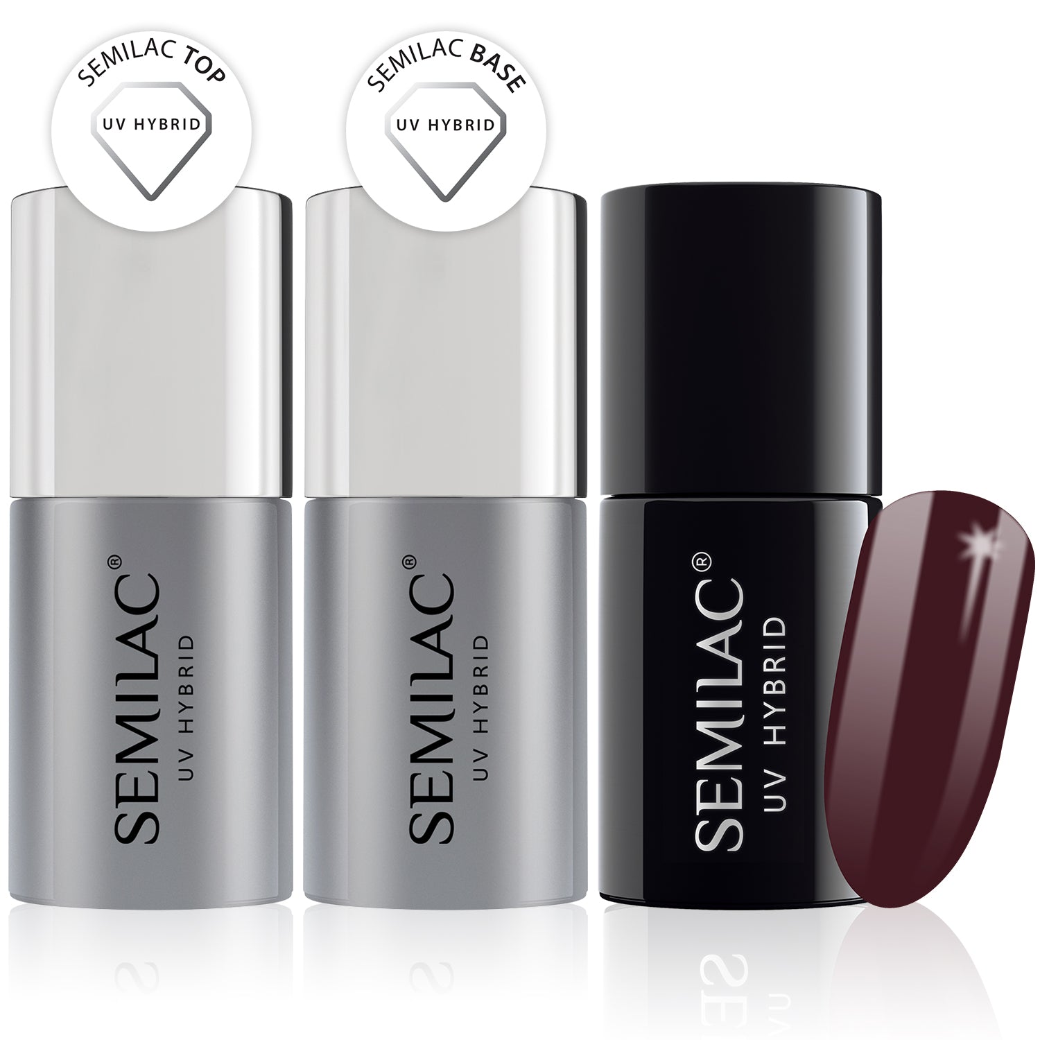 Semilac Base + Top + 030 Dark Chocolate UV Gel Polish Set - Semilac Shop