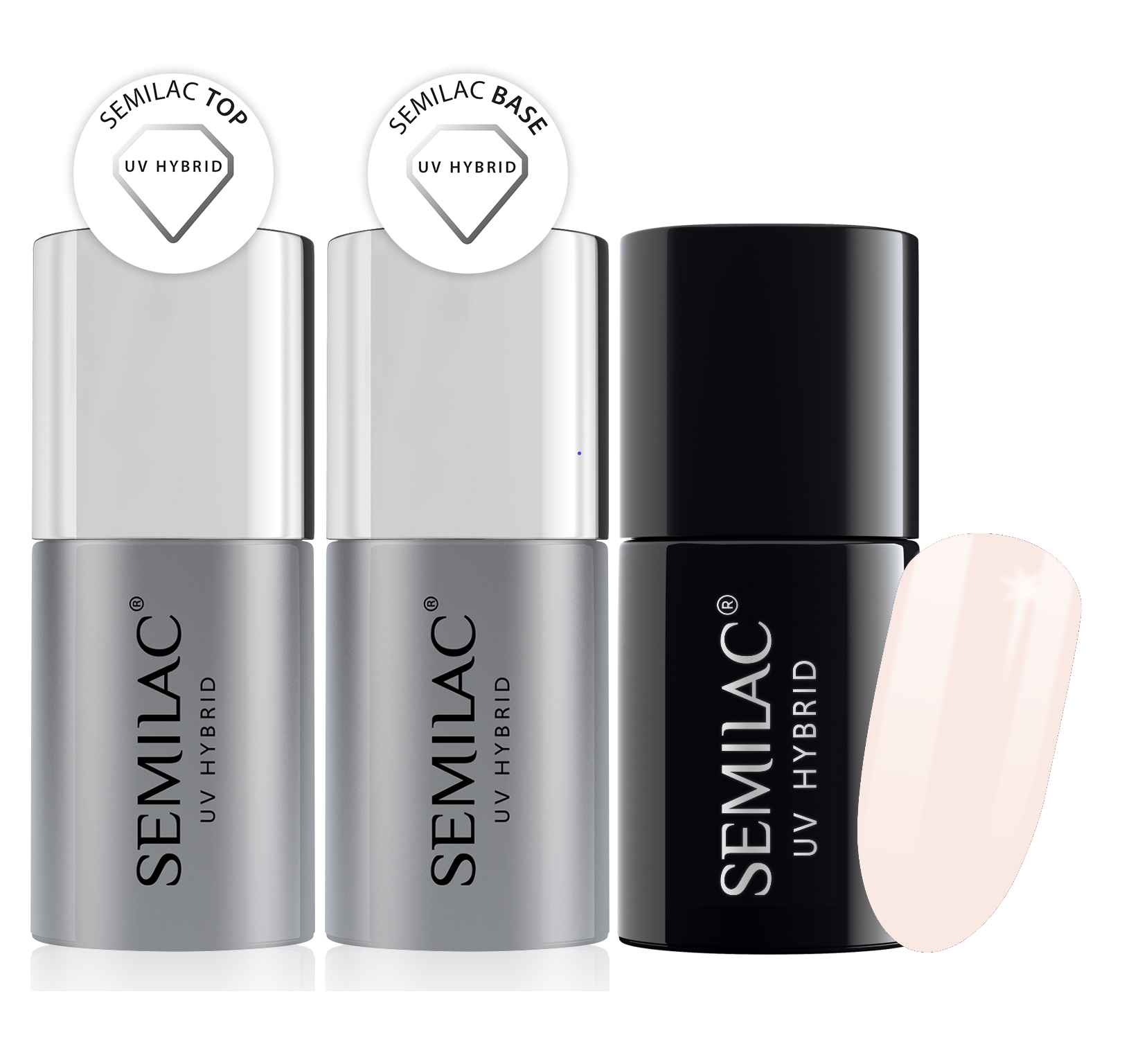 Semilac Base + Top + 032 Biscuit UV Gel Polish Set - Semilac UK