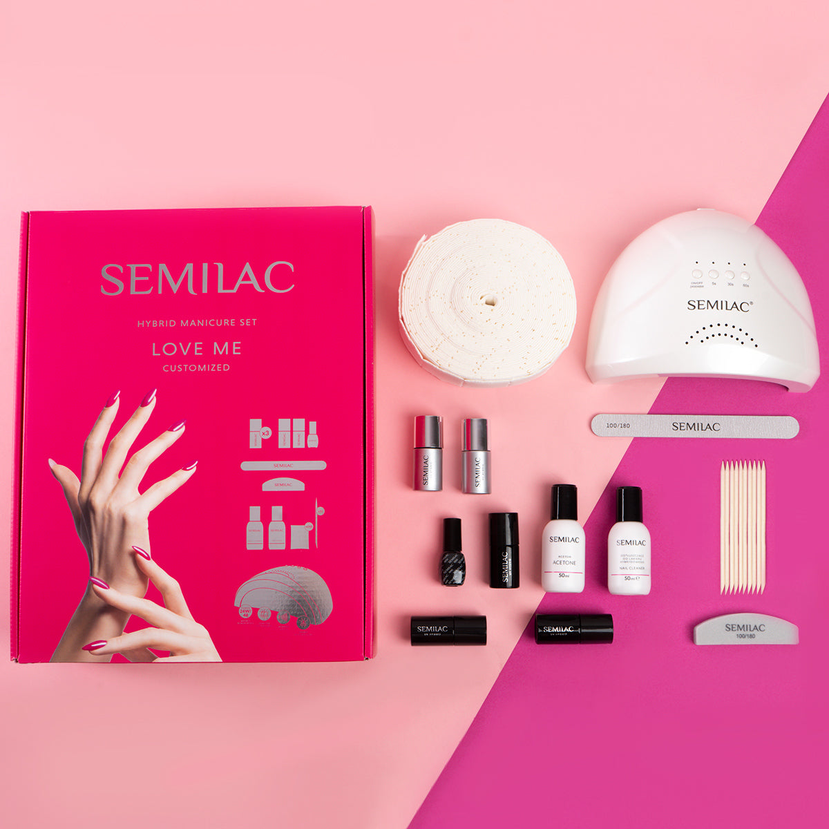 Semilac Starter Set Love me CUSTOMISED with 48/24W UV LED Lamp - Semilac UK