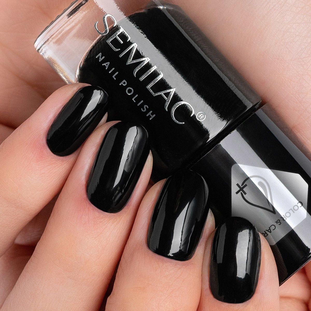 Semilac Nail Polish Colour & Care C197 Black - Semilac Shop