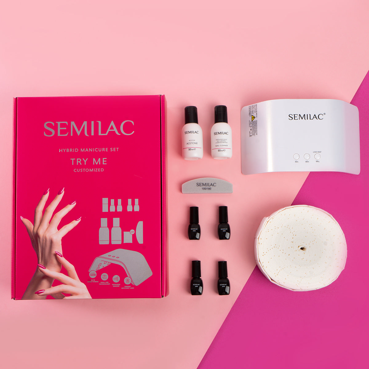 Semilac Starter Set Try Me CUSTOMISED with 36/24W UV LED Lamp - Semilac UK